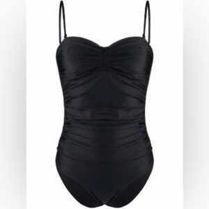 GANNI Black Ruched One-Piece Swimsuit